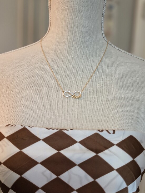 Jewelry - Gold Infinity Heart Pendant Necklace With Stones - Women Jewelry